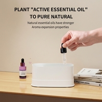 Diffuseur d'arômes portable multifonctionnel avec effet de flamme LED carte du monde, purificateur d'air 3-en-1, humidificateur et éclairage d'ambiance pour la maison et la voiture
