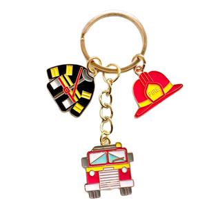 Porte-clés Thème Pompiers AM ; Pendentif Métallique <span class=keywords><strong>Extincteur</strong></span> et Camion de Pompiers ; Cadeau Culturel et Créatif sur le Thème des Pompiers - Product Image 1