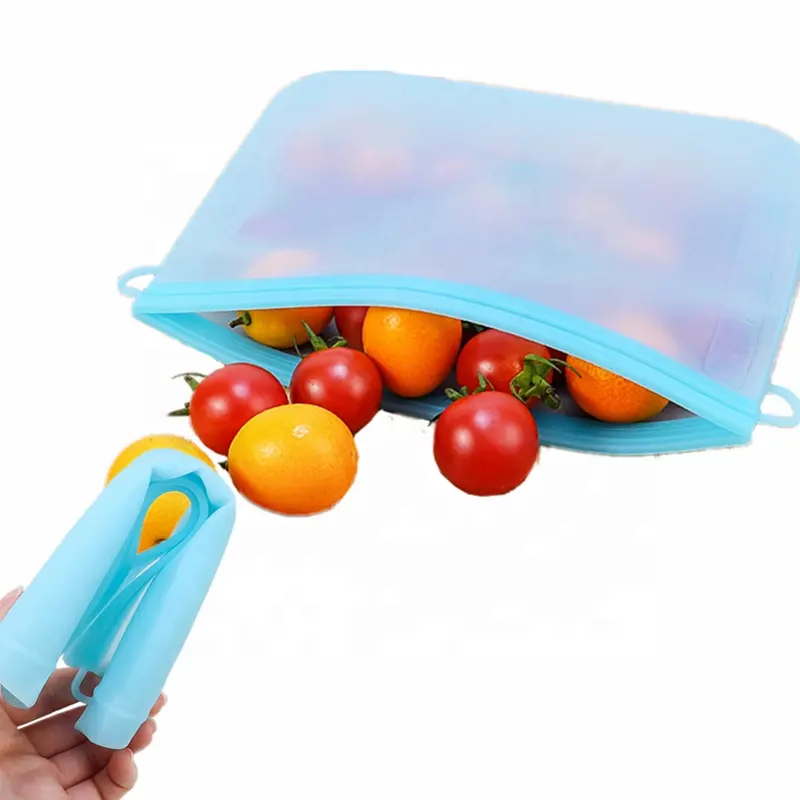 New Design Reusable Eco Friendly Leak Proof Food Storage Bag Zip Lock Silicone Food Fruit Bags Containers For Kitchen Keep Fresh