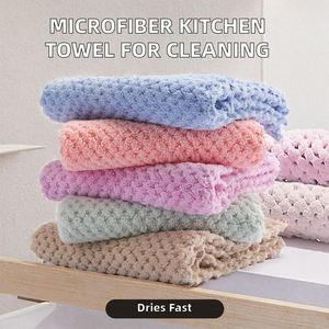 Serviette de cuisine en microfibre polaire corail à séchage rapide, couleur unie, à poils coupés, compressée, pour le nettoyage des vaisselles domestiques et des restaurants - Product Image 2