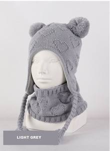 Gorro de punto para niños pequeños, conjuntos de calentador de cuello con forro polar cálido, gorro de invierno, conjunto de bufanda para niñas y niños - Product Image 4