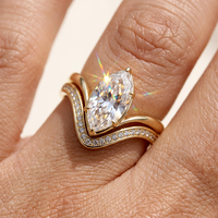 Bague empilable en argent sterling 925 RINNTIN SMOR34 avec moissanite, forme en V, pavé de moissanite couleur D VVS, bijoux étincelants pour femmes
