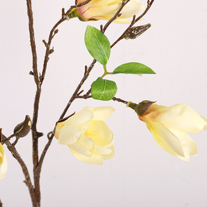 Fleurs artificielles de magnolia en soie, haute simulation, pour décoration de mariage et de maison, multi-têtes, rose, rouge, jaune, champagne - Product Image 3