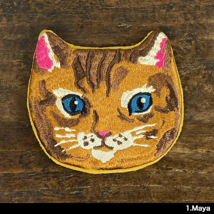 Cat embroidered bag-orange