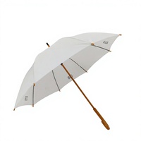 Parapluie Droit Portable de Voyage pour Adultes avec Manche en Bois en J, Cadre en Fibre de Verre Intégrale, Ailettes en Pongee 190T, Résistant au Vent, Logo Personnalisé