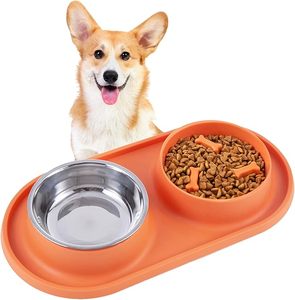 Ciotole per Cani, Mangiatoia Lenta per Cuccioli, Antiscivolo, Antirovesciamento, Ecologica, in Acciaio Inox e Silicone, Facile da Trasportare - Product Image 1