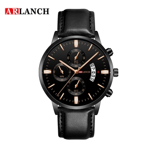 Montre chronographe à quartz pour homme, bracelet en cuir, étanche, lumineuse, multifonction, décontractée, pour affaires - Product Image 1