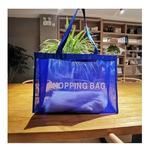 New Fashion Women's Mesh Tote Bag Popular Large Capacity All-In-One Portable Eco Buy Vegetables Shopping Nylon Custom Beach Bag