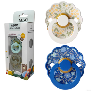ALGO Sucette pour bébé personnalisable Sucette en silicone sans BPA avec imprimés de fleurs Sucette factice en <span class=keywords><strong>caoutchouc</strong></span> <span class=keywords><strong>naturel</strong></span> - Product Image 4