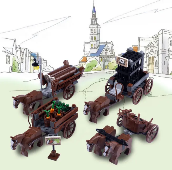 La più recente scena figura medievale blocchi di soldati modello di costruzione giocattoli di età media carrozza set di blocchi di costruzione militare