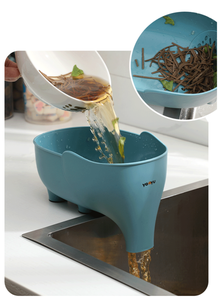 Cesta de Drenaje Vertical Multifuncional con Forma de Elefante para Cocina, Cesta para Lavar Frutas y Verduras, Cesta de Almacenamiento, Colador de Drenaje - Product Image 3