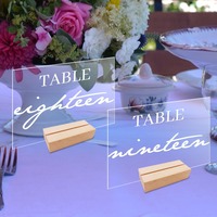 Marque-places de mariage en acrylique transparent de style européen, hexagonaux, rectangulaires, supports de numéros de table personnalisés à faire soi-même