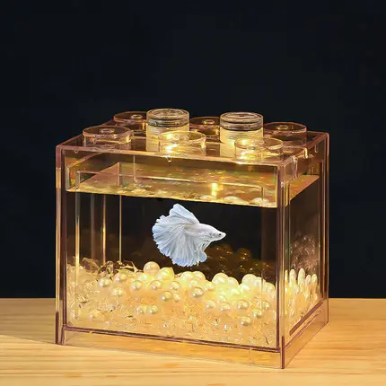 Factory direct selling small office desktop student mini ecosystem tank acrylic fish tank