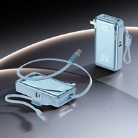 Power Bank Layar Digital Elektroplating Pengisian Daya Super Cepat 22.5W Kapasitas Besar 30000mAh dengan Kabel Plug Terintegrasi
