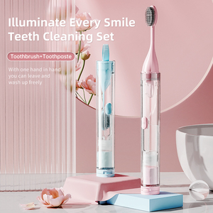 Portátil 2-em 1 Escova de Dentes e Creme Dental Caixa De Armazenamento Prático Travel Business <span class=keywords><strong>Tooth</strong></span> Cleaning Kit com Cabeça de Escova Substituível - Product Image 2