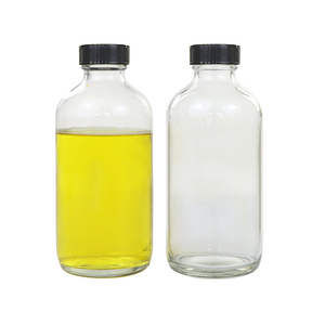 Mini bouteilles de jus de boisson rondes en verre Boston transparentes de 4oz 120ml vides avec couvercles vente en gros - Product Image 3