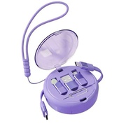 Boîte de rangement pour câble de charge rétractable 6 en 1, kit adaptateur de câble de charge rapide type C, câble de données multifonctionnel portable