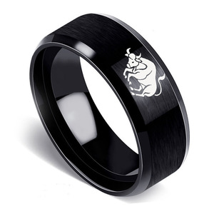 Caliente de moda de acero inoxidable 12 anillos del zodiaco 8MM doble bisel mate joyería para hombres y mujeres - Product Image 3