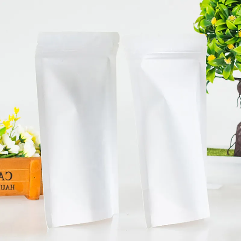 Branco Saco de Papel Kraft Stand Up Saco de Embalagem de Alimentos, a Folha De Alumínio Forrada