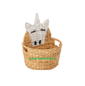 ตะกร้าเก็บของลายการ์ตูนแมว สำหรับห้องนอนเด็ก รูปทรงกลม ดีไซน์ทำมือ - Product Image 2