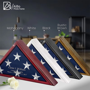 Cá nhân hoá 9.5x5 chân bằng gỗ chôn cất cờ hiển thị trường hợp treo Tường Mỹ Kỳ Cựu cờ trường hợp khung gỗ - Product Image 2