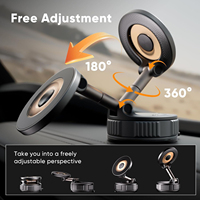 Pemegang Ponsel Magnetik untuk Dashboard Mobil dengan Suction Cup, Teleskopik, Dapat Diputar, Dudukan dari Paduan Seng untuk (Hitam)