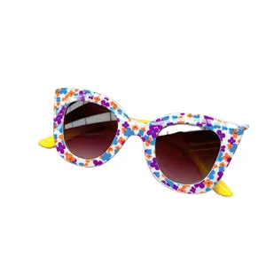 Neue trend ige karierte Muster Retro runde Kindermode Sonnenbrille Linse UV-Schutz für Mädchen Kind