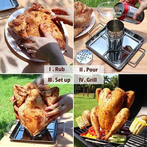 Plat à rôtir pour poulet en acier inoxydable de haute qualité, support à poulet pour barbecue, rôtissoire à poulet portable pour canettes de bière - Product Image 4