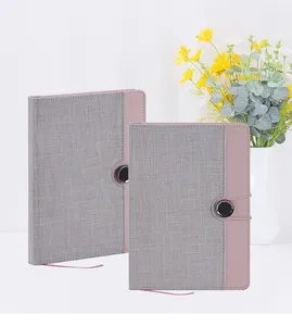Lock wire hardcover notebook with button binding journal notebook with patchwork cover cloth print diary