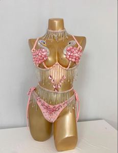 Nuovo Costume Sexy da Carnevale Samba <span class=keywords><strong>con</strong></span> <span class=keywords><strong>Reggiseno</strong></span> e Slip Fatti a Mano <span class=keywords><strong>con</strong></span> Pietre, Cigno Rosa <span class=keywords><strong>con</strong></span> Cintura per Feste EDC - Product Image 1
