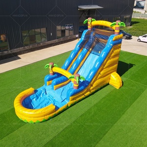 Toboggan aquatique gonflable commercial en PVC à double piste, motif palmier tropical marbré, pour la <span class=keywords><strong>location</strong></span> événementielle - Product Image 5