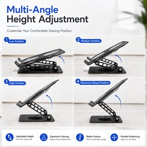 Metal Tablet PC <b>Laptop</b> Stand 360 Rotation Portable Folding <b>Table</b> with Two Heat Dissipation Fans <b>Adjustable</b> - Product Image 6