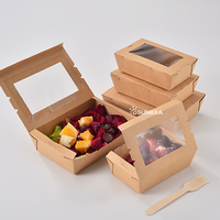 Boîte à lunch en papier kraft Sunkea avec fenêtre en PET anti-buée à emporter