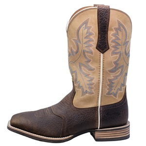 Bottes de cowboy western pour hommes, talon bas en fer à cheval, bout carré, protection des pieds en cuir, bottes d'équitation élégantes et confortables - Product Image 6