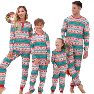 Yeni aile bak noel baskı aile eşleştirme kıyafetler pijama 2022 yeni yıl iki adet Set üst pantolon özel pijama