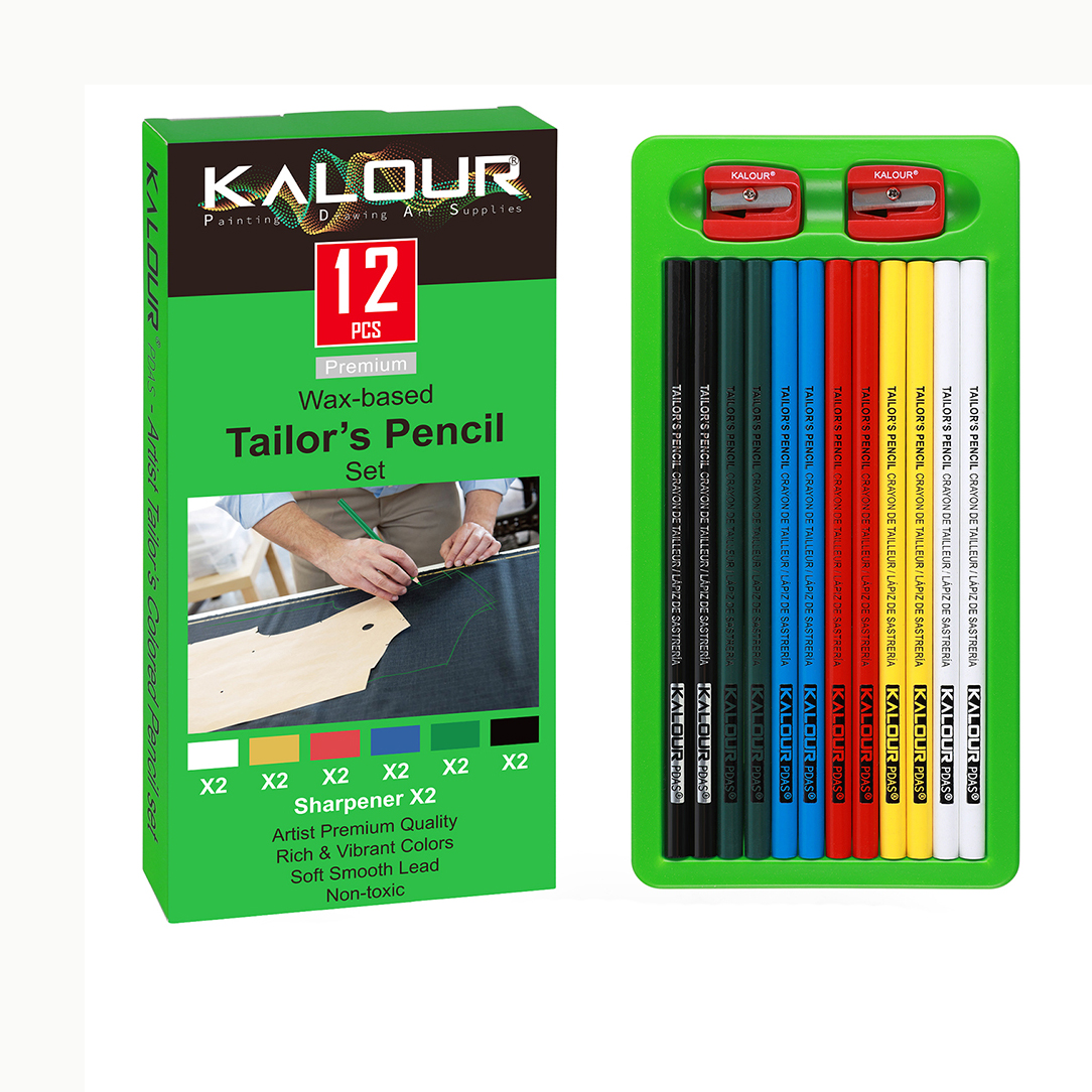 Цветной карандаш KALOUR 12 с 2 пластиковыми точилками в бумажной коробке ярких цветов и мягким стержнем