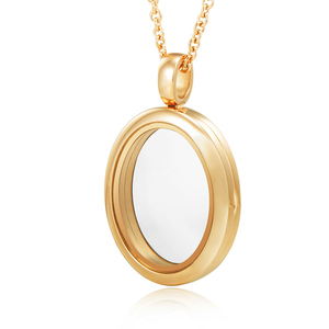 Negozio <span class=keywords><strong>Online</strong></span> in acciaio inossidabile placcato <span class=keywords><strong>oro</strong></span> gioielli con medaglione ovale - Product Image 1