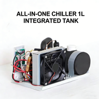 Mini-refroidisseur d'eau DC 12V/24V avec réservoir de 1L, unité de refroidissement compacte intégrée, alimenté par batterie mobile, 100-500W, portable pour laser