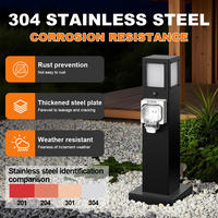 Colonne de prises étanche autoportante avec 2 prises résistantes aux intempéries et lumière LED, borne de puissance pour patio, camping, yacht, villa, jardin