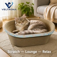 Lit de bain pour chat en carton ondulé, forme ovale, griffoir, 2 tailles 54-60cm