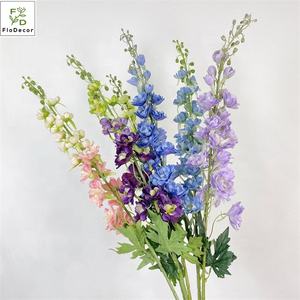 Commercio all'ingrosso di seta lungo ramo Delphinium stelo <span class=keywords><strong>fiori</strong></span> <span class=keywords><strong>viola</strong></span> blu floreale matrimonio disposizione - Product Image 1