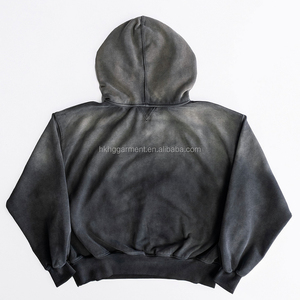 Sudadera con Capucha Premium Personalizada para Hombre, 100% Algodón Grueso, Diseño con Pedrería Lavado con Spray, Fabricante de Ropa Urbana OEM - Product Image 2