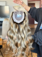 SHY Mini Hair Topper Wig Remy Human Hair Seamless Hairline Lace Front Body Wave Texture Salon Supplier
