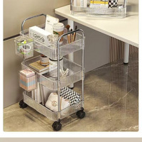Étagère de rangement mobile multicouche en acrylique transparent, chariot de cuisine en plastique pour collations, rangement pour chambre et salle de bain