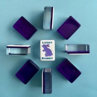 Jeu de tuiles de mahjong en acrylique américain au design classique du lapin violet, jeu de table d'intérieur pour adultes