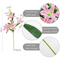 Großhandel 73cm Lange Stiele Seiden-Kunstlilien mit 4 Blüten, Lilium-Blumen für Hochzeits-Tischdekoration, Heim-Vasen und Blumendekoration