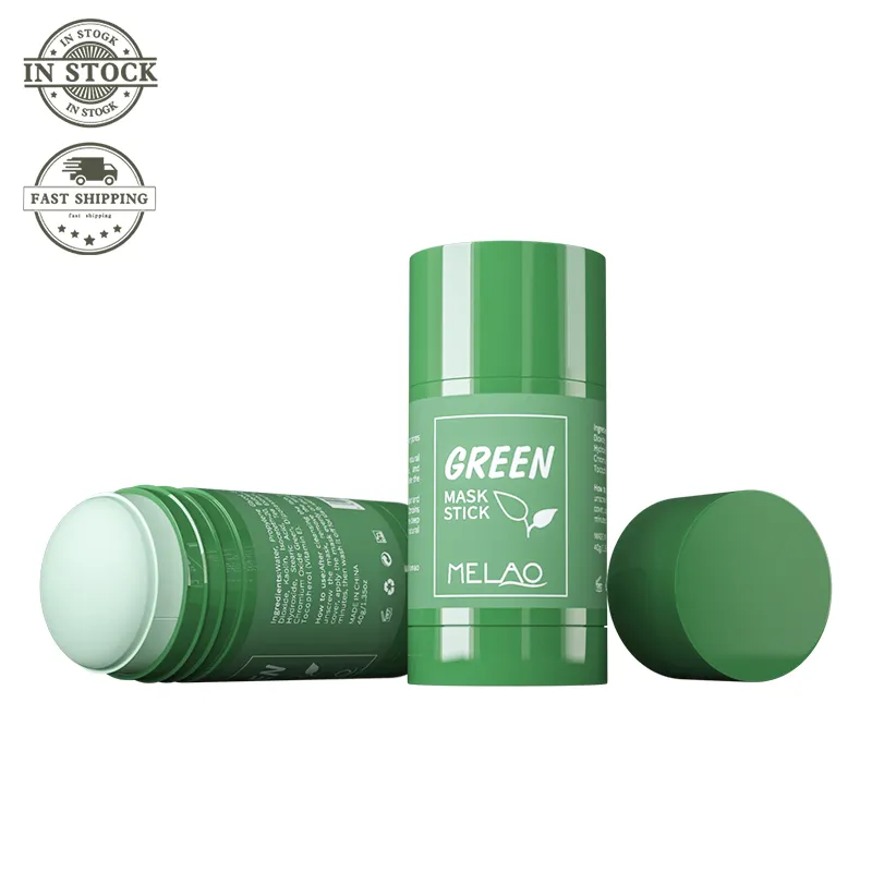 Nettoyage du visage OEM thé vert masque bâton supprimer l'acné contrôle huile rétrécir les pores recueillir paresseux thé vert masque soins de la peau visage musc