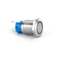 HS 16/19/22mm IP65 Étanche En Aluminium Tête Plate Tête Haute En Acier Inoxydable Bouton Poussoir LED Anneau Puissance Momentané 250V