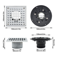 Grille de drainage de sol à base ABS personnalisée avec grille amovible en laiton Drains de sol anti-odeur d'intérieur pour drain de douche de salle de bain