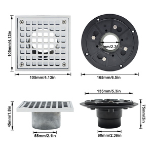 Grille de drainage de sol à base ABS personnalisée avec grille amovible en laiton Drains de sol anti-odeur d'intérieur <span class=keywords><strong>pour</strong></span> drain de <span class=keywords><strong>douche</strong></span> de salle de bain - Product Image 4